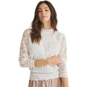 Victorian long sleeve lace blouse Romantic Cottagecore Fairy Twee Siren Size M